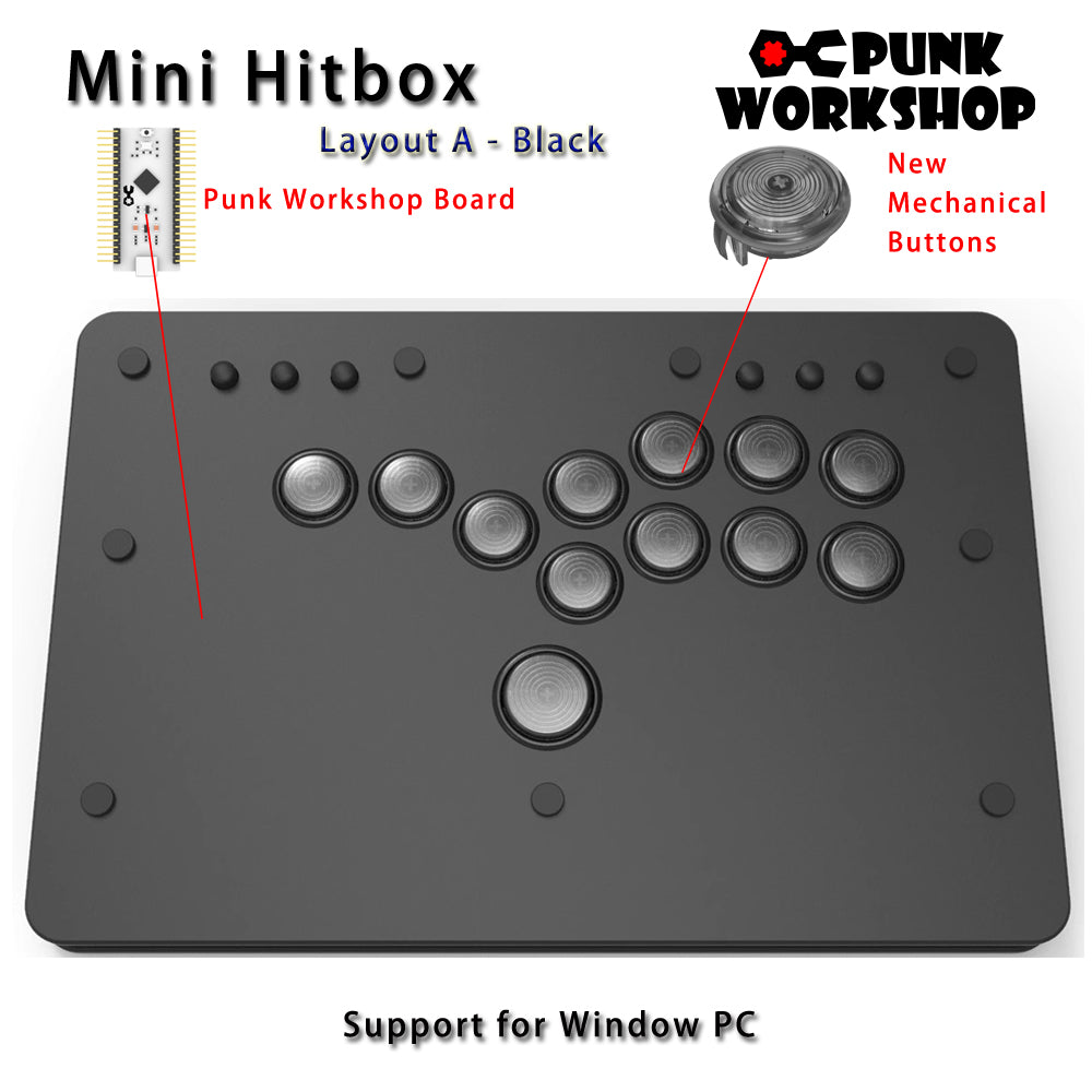 Punk Workshop Fighting Stick Controller Mini HitBox V3 SOCD Mechanical Button Support PC/Android PS5 PS4 Xbox WII Switch