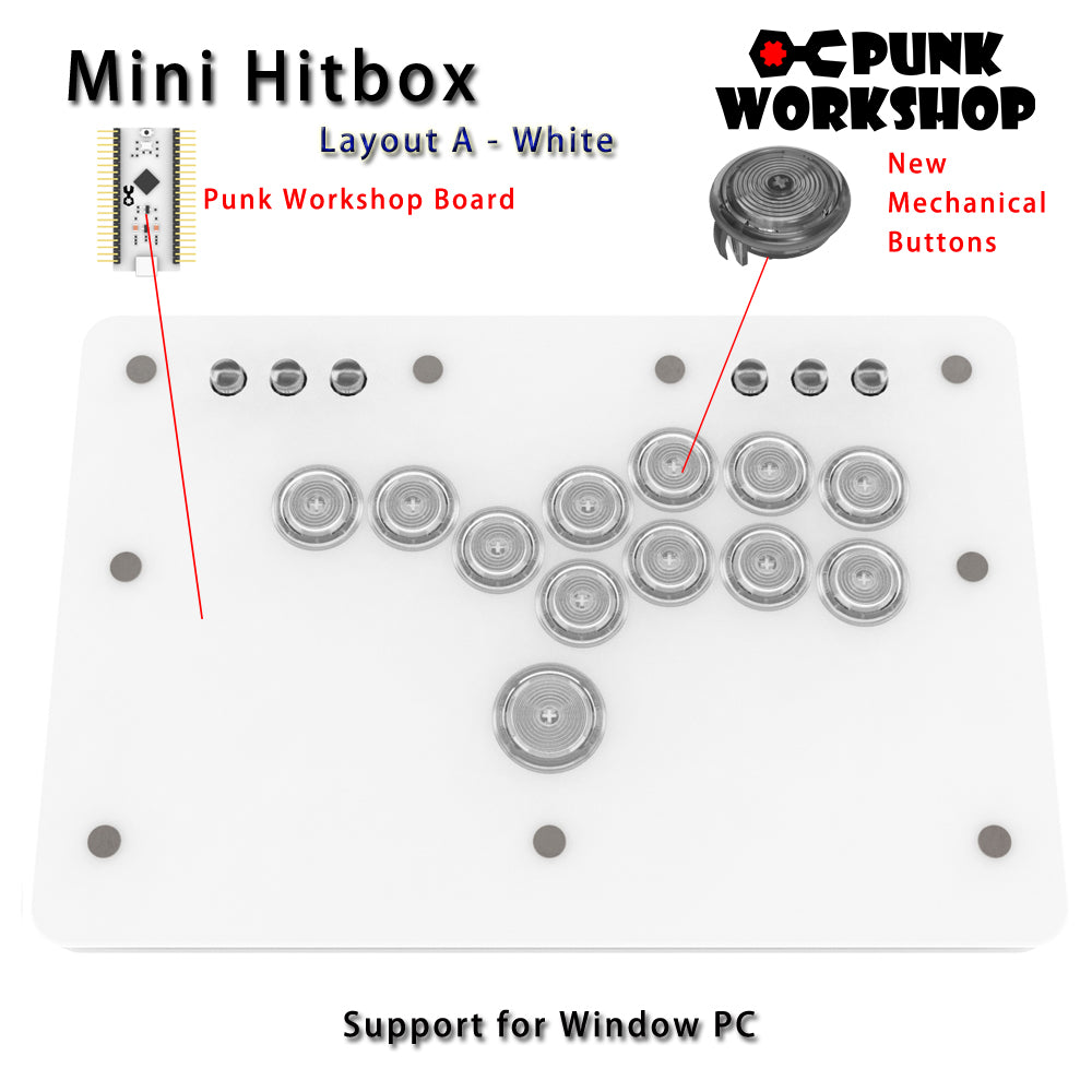 Punk Workshop Fighting Stick Controller Mini HitBox V3 SOCD Mechanical Button Support PC/Android PS5 PS4 Xbox WII Switch