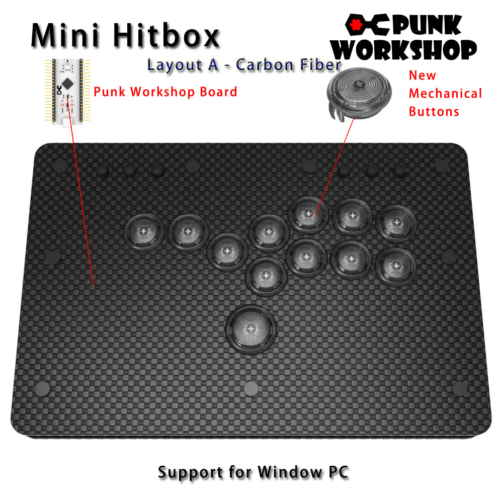 Punk Workshop Fighting Stick Controller Mini HitBox V3 SOCD Mechanical Button Support PC/Android PS5 PS4 Xbox WII Switch