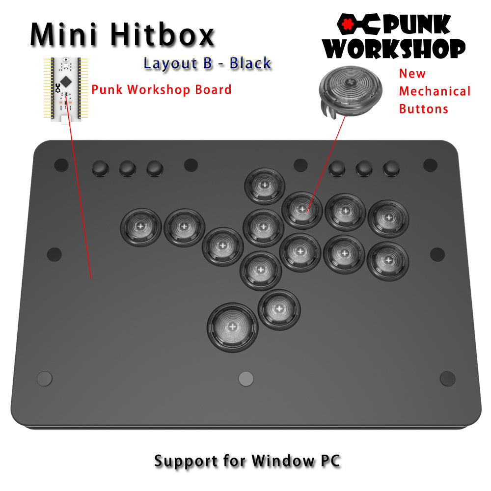 Punk Workshop Fighting Stick Controller Mini HitBox V3 SOCD Mechanical Button Support PC/Android PS5 PS4 Xbox WII Switch