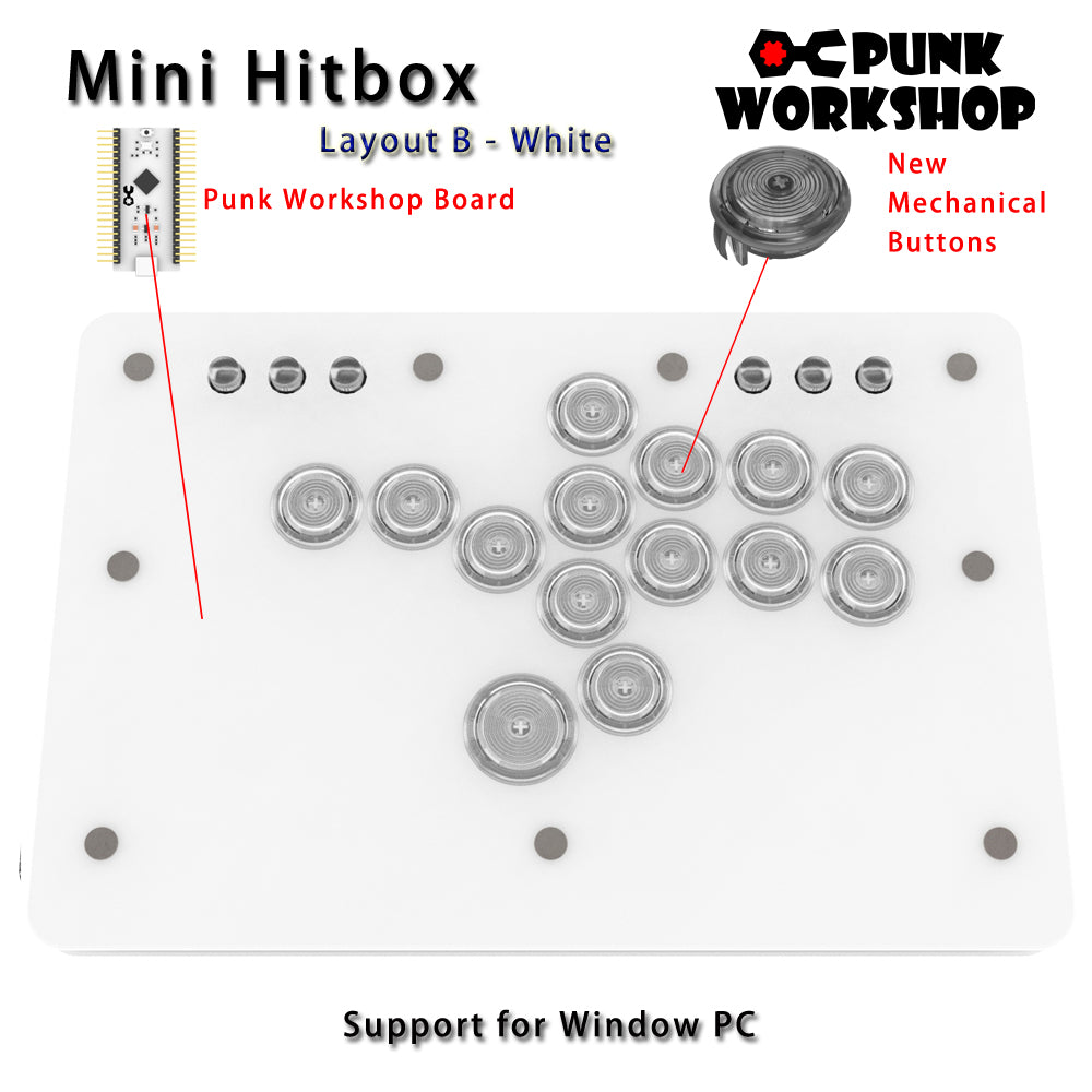 Punk Workshop Fighting Stick Controller Mini HitBox V3 SOCD Mechanical Button Support PC/Android PS5 PS4 Xbox WII Switch