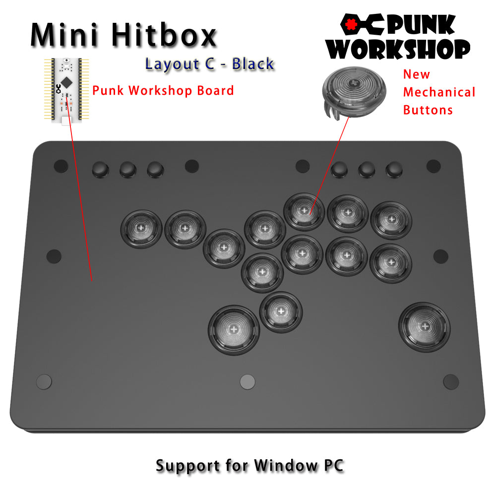 Punk Workshop Fighting Stick Controller Mini HitBox V3 SOCD Mechanical Button Support PC/Android PS5 PS4 Xbox WII Switch