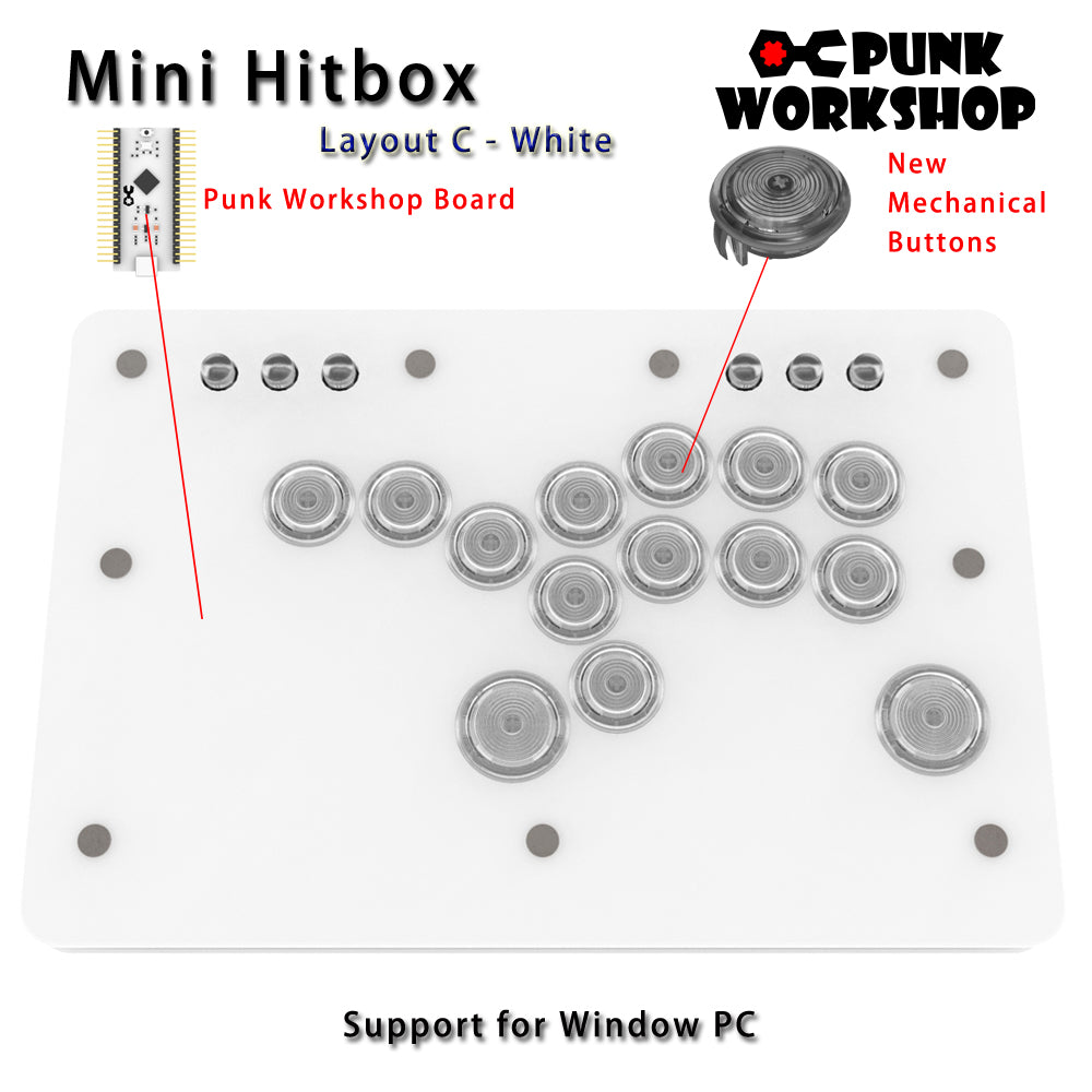 Punk Workshop Fighting Stick Controller Mini HitBox V3 SOCD Mechanical Button Support PC/Android PS5 PS4 Xbox WII Switch