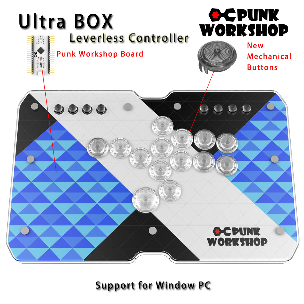 Punk Workshop ULTRA BOX Leverless Controller HitBox SOCD Supported Fighting Stick for PC with Mechanical Swiches Buttons