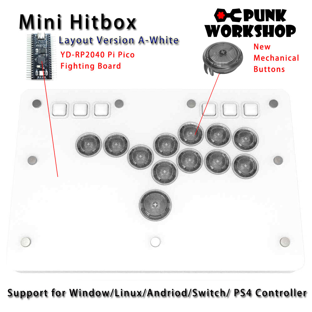 Punk Workshop Fighting Stick Controller Mini HitBox V3 SOCD Mechanical Button Support PC/Android PS5 PS4 Xbox WII Switch