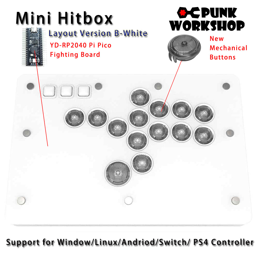 Punk Workshop Fighting Stick Controller Mini HitBox V3 SOCD Mechanical Button Support PC/Android PS5 PS4 Xbox WII Switch