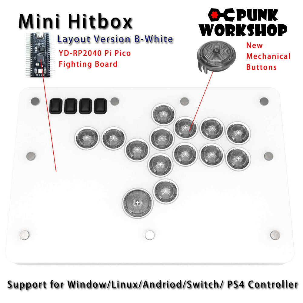 Punk Workshop Fighting Stick Controller Mini HitBox V3 SOCD Mechanical Button Support PC/Android PS5 PS4 Xbox WII Switch