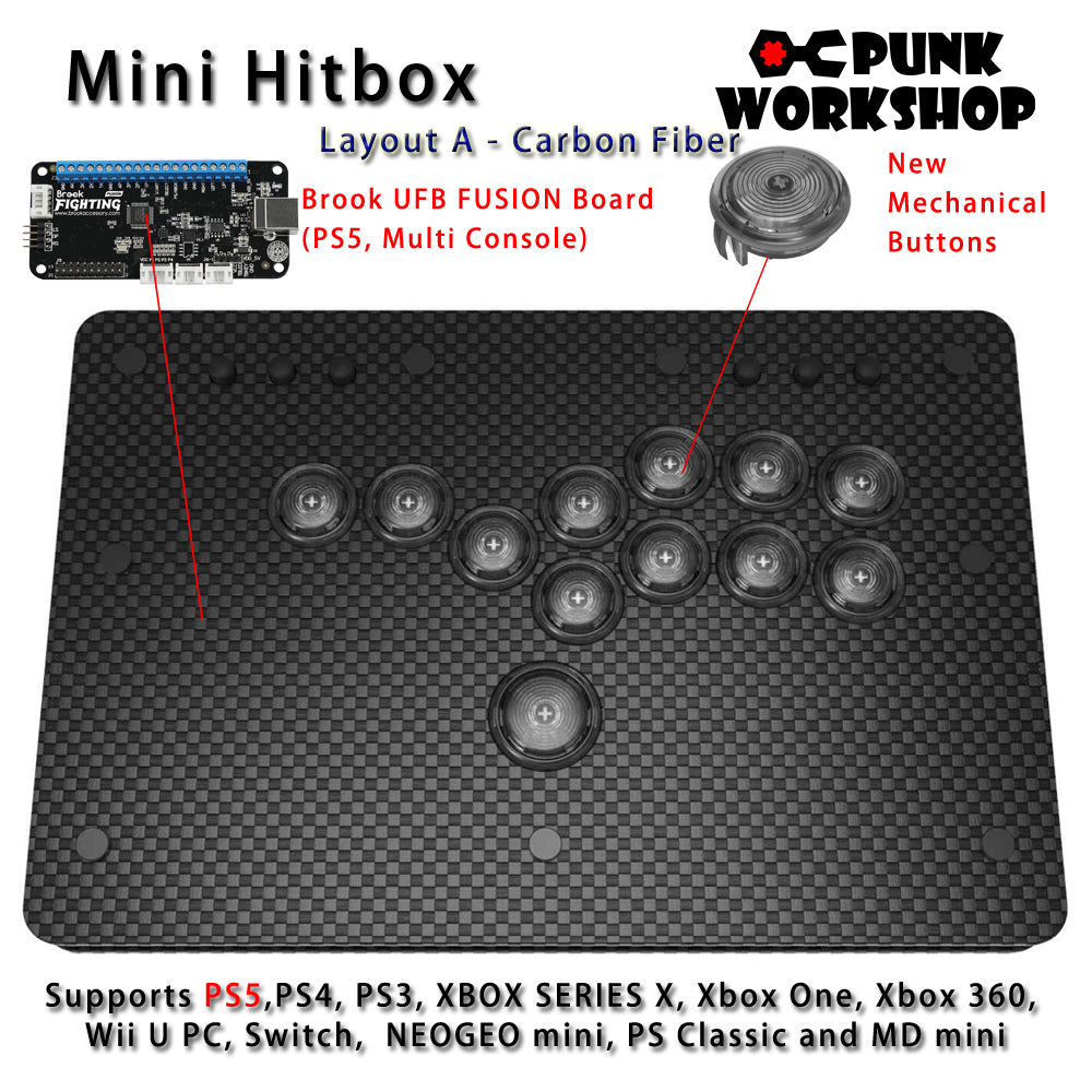 Punk Workshop Fighting Stick Controller Mini HitBox V3 SOCD Mechanical Button Support PC/Android PS5 PS4 Xbox WII Switch