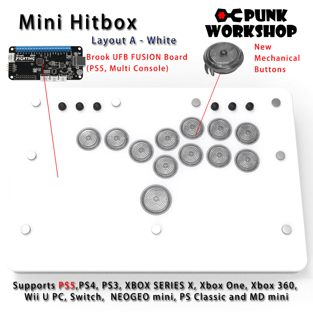 Punk Workshop Fighting Stick Controller Mini HitBox V3 SOCD Mechanical Button Support PC/Android PS5 PS4 Xbox WII Switch