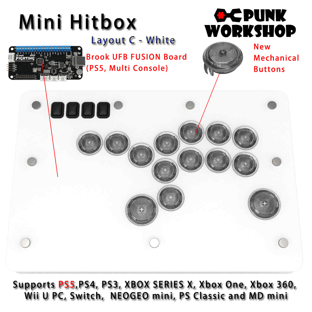 Punk Workshop Fighting Stick Controller Mini HitBox V3 SOCD Mechanical Button Support PC/Android PS5 PS4 Xbox WII Switch