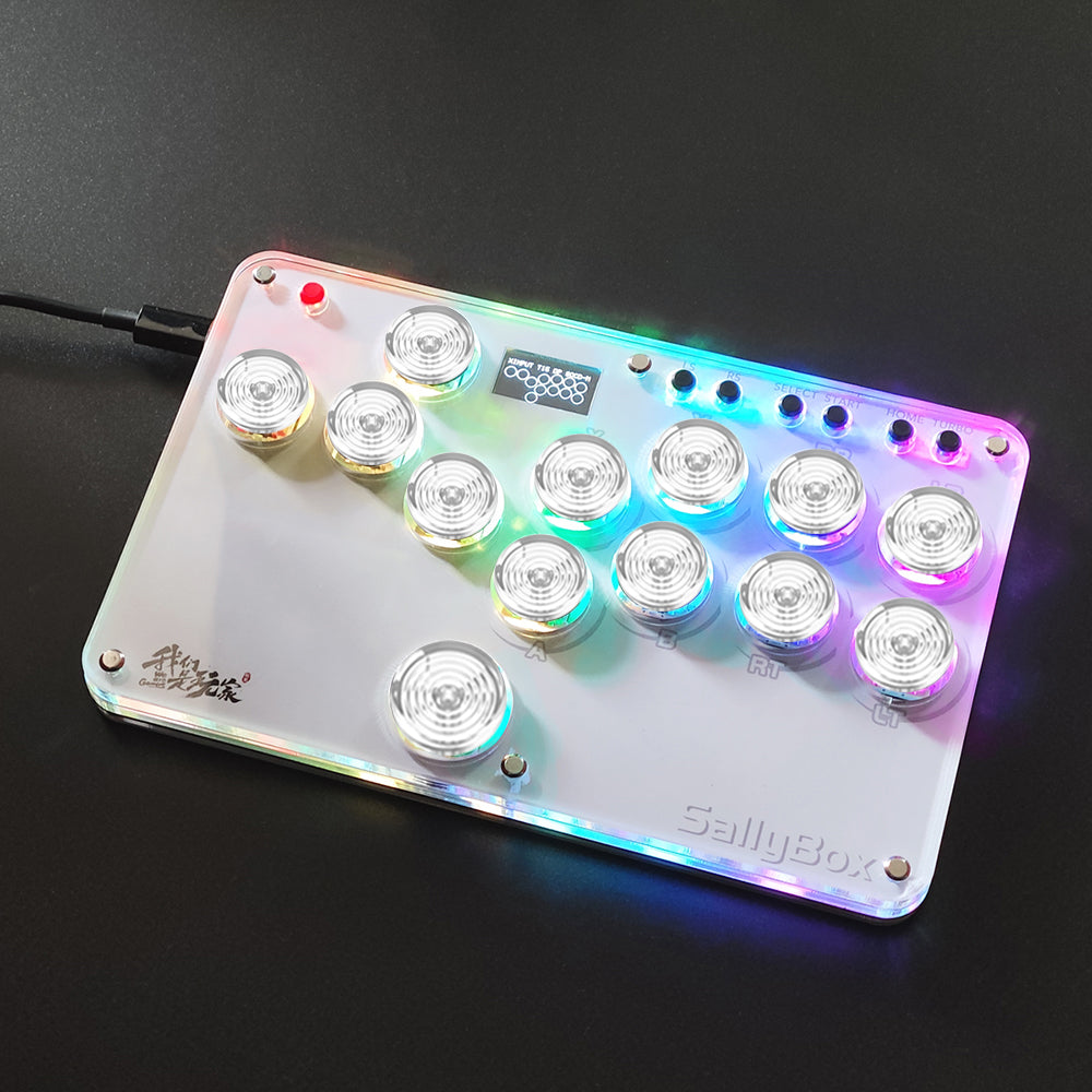 Mini HitBox SallyBox LED Light SOCD Fighting Stick Controller WASD Mixbox Mechanical Switches Support PC Xinput PS3 DInput Turbo