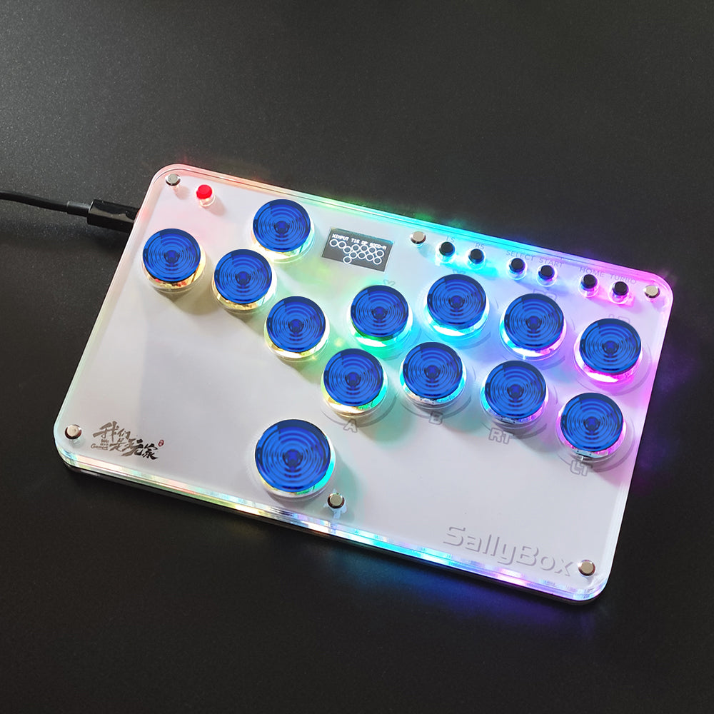 Mini HitBox SallyBox LED Light SOCD Fighting Stick Controller WASD Mixbox Mechanical Switches Support PC Xinput PS3 DInput Turbo