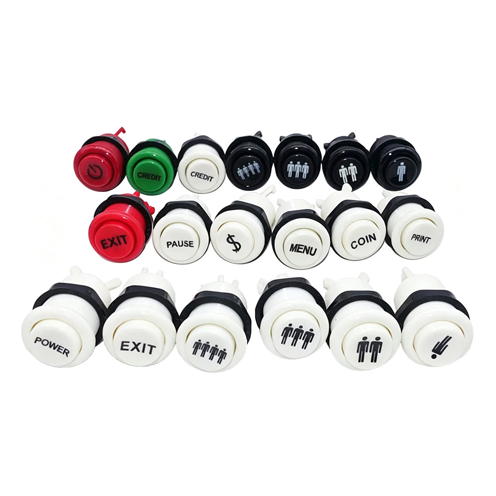 American HAPP Style Arcade Push Button Credit Coin Exit Power Pause Menu Select 1P2P3P4P Player Start Push Buttons MAME Games