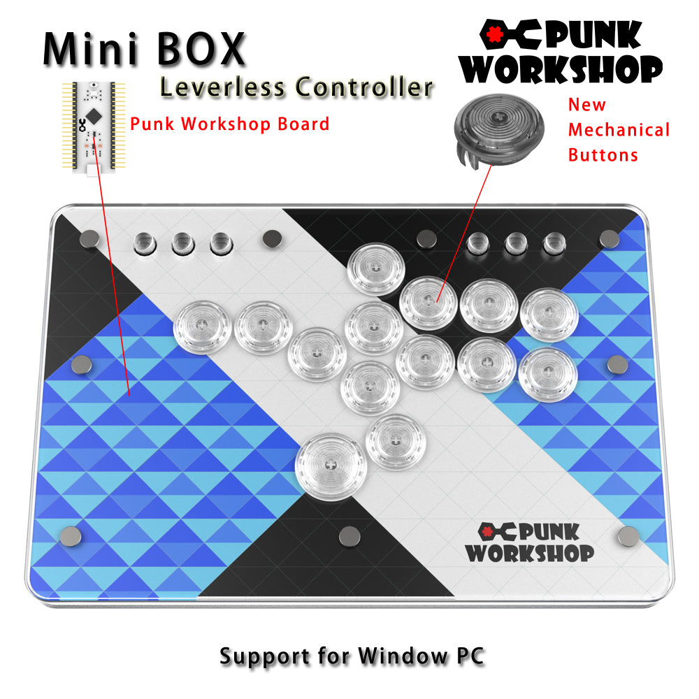 Punk Workshop Mini BOX Leverless Controller Mini HitBox SOCD Fighting Stick Controller Mechanical Button Support PC PS5