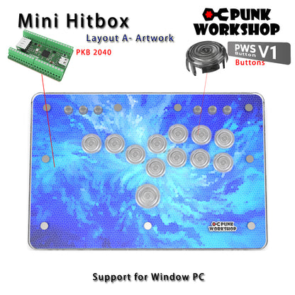 Punk Workshop Mini BOX Leverless Controller Mini HitBox SOCD Fighting Stick Controller Mechanical Button Support PC PS5