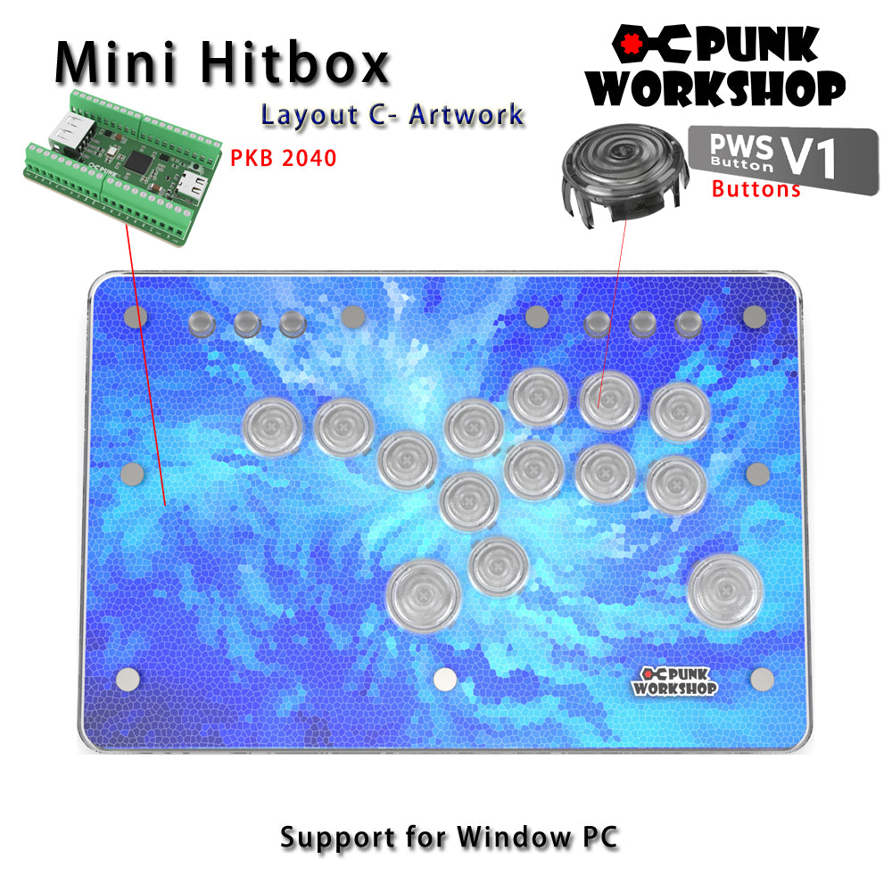 Punk Workshop Mini BOX Leverless Controller Mini HitBox SOCD Fighting Stick Controller Mechanical Button Support PC PS5