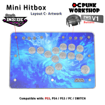 Punk Workshop Mini BOX Leverless Controller Mini HitBox SOCD Fighting Stick Controller Mechanical Button Support PC PS5