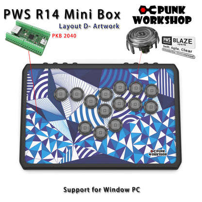 Punk Workshop Newest Mini Box PWS R14 Leverless Controller Support for PC/P S5 With PWS Blaze Spark Buttons Handle Fight Console