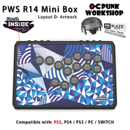Punk Workshop Newest Mini Box PWS R14 Leverless Controller Support for PC/P S5 With PWS Blaze Spark Buttons Handle Fight Console