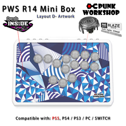 Punk Workshop Newest Mini Box PWS R14 Leverless Controller Support for PC/P S5 With PWS Blaze Spark Buttons Handle Fight Console