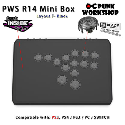 Punk Workshop Newest Mini Box PWS R14 Leverless Controller Support for PC/P S5 With PWS Blaze Spark Buttons Handle Fight Console