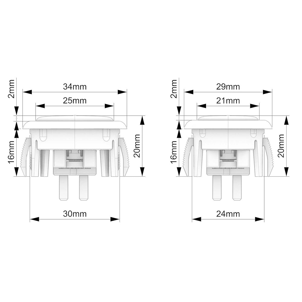 6pcs Punk Workshop 24mm 30mm Mechanical Buttons PushButton with PWS switches V1 V2 for Hitbox Fight Stick Arcade Cabinets