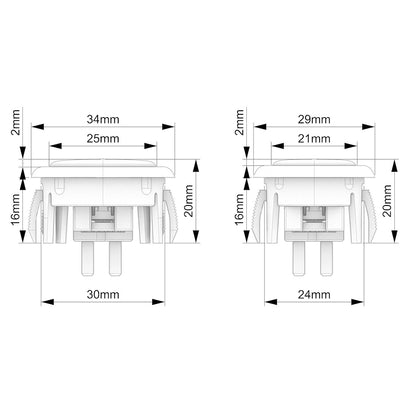 6pcs Punk Workshop 24mm 30mm Mechanical Buttons PushButton with PWS switches V1 V2 for Hitbox Fight Stick Arcade Cabinets