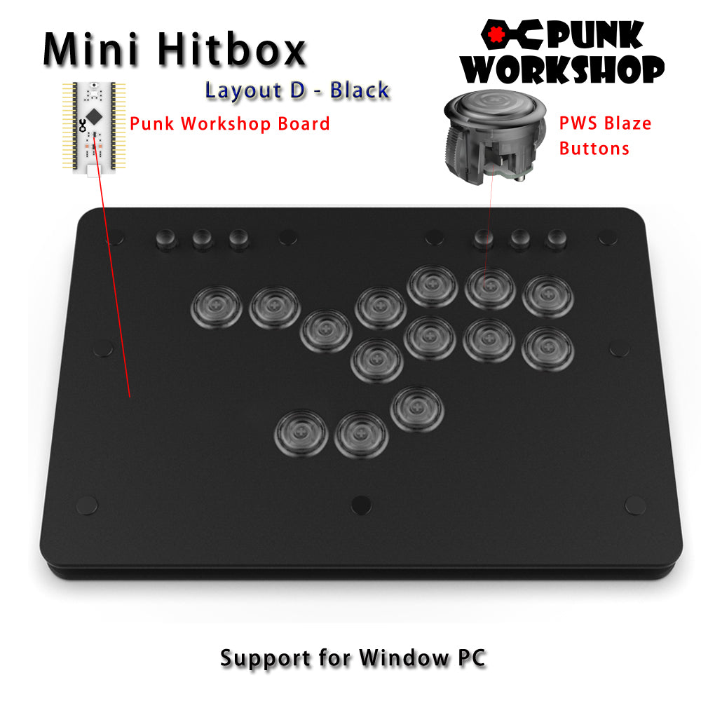 Punk Workshop Fighting Stick Controller Mini HitBox V3 SOCD Mechanical Button Support PC/Android PS5 PS4 Xbox WII Switch