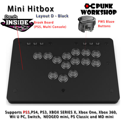 Punk Workshop Fighting Stick Controller Mini HitBox V3 SOCD Mechanical Button Support PC/Android PS5 PS4 Xbox WII Switch