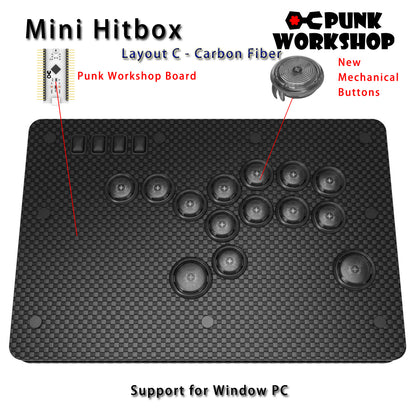 Punk Workshop Fighting Stick Controller Mini HitBox V3 SOCD Mechanical Button Support PC/Android PS5 PS4 Xbox WII Switch