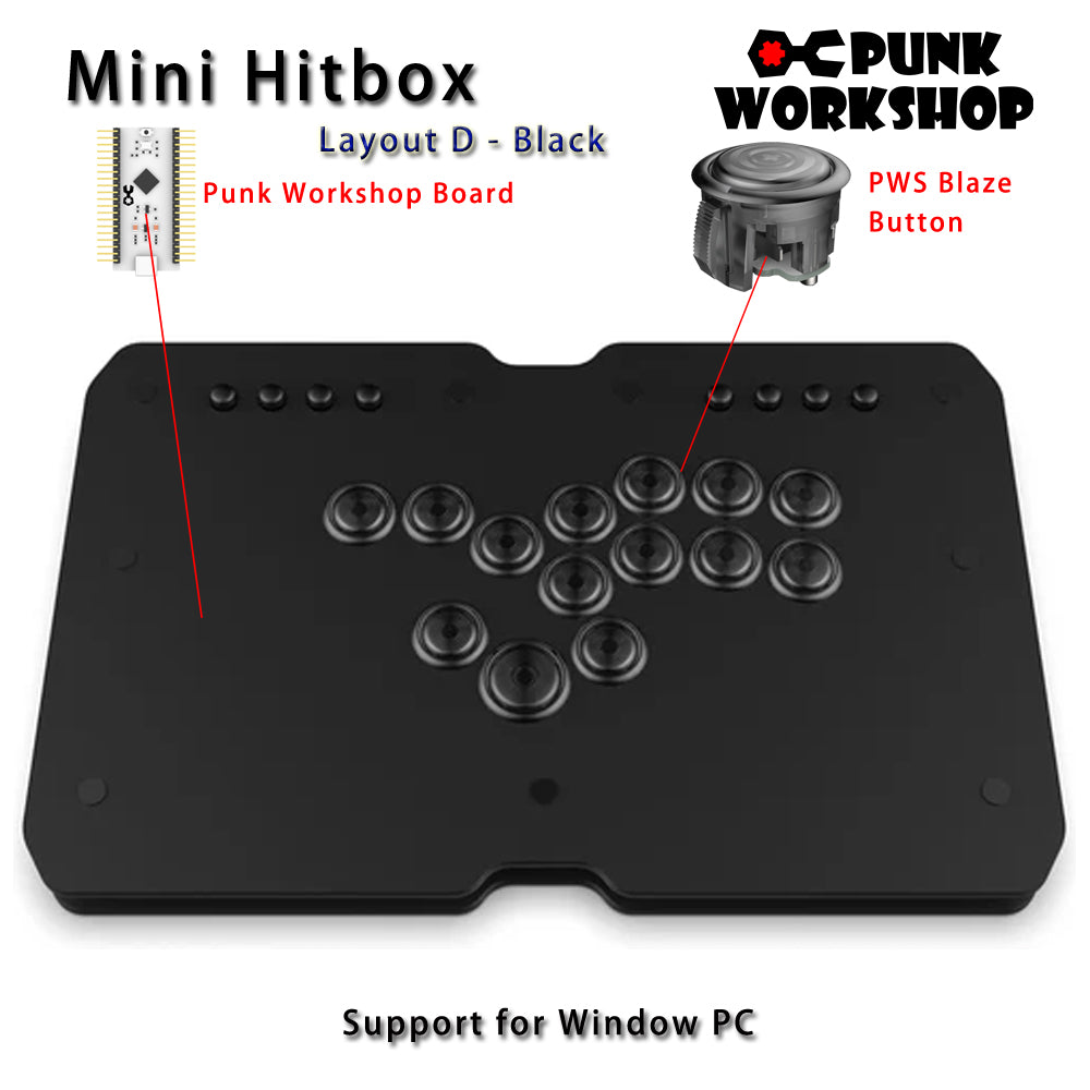 Punk Workshop Fighting Stick Controller Mini HitBox V3 SOCD Mechanical Button Support PC/Android PS5 PS4 Xbox WII Switch