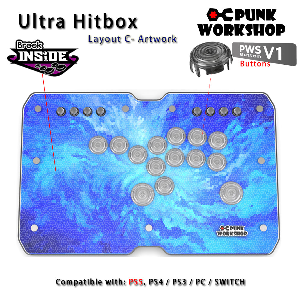 Punk Workshop ULTRA BOX Leverless Controller HitBox SOCD Supported Fighting Stick for PC with Mechanical Swiches Buttons