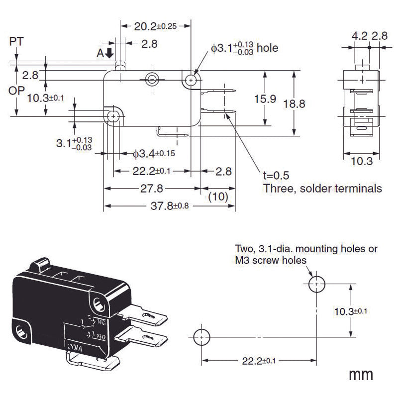 10pcs for ZIPPY VM-05B-00D0-Z 20g .187" Microswitch 5.5A 250VAC Replacement Microstiches for Arcade Pushuttons Joysticks