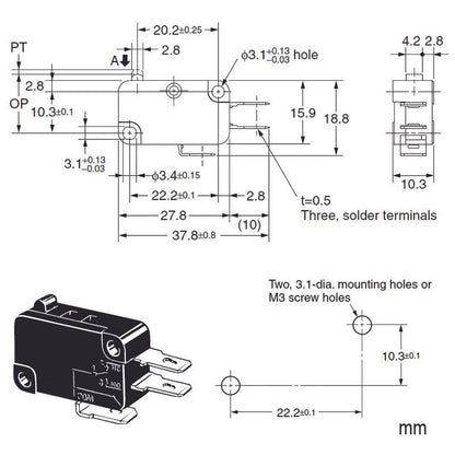 10pcs for ZIPPY VM-05B-00D0-Z 20g .187" Microswitch 5.5A 250VAC Replacement Microstiches for Arcade Pushuttons Joysticks