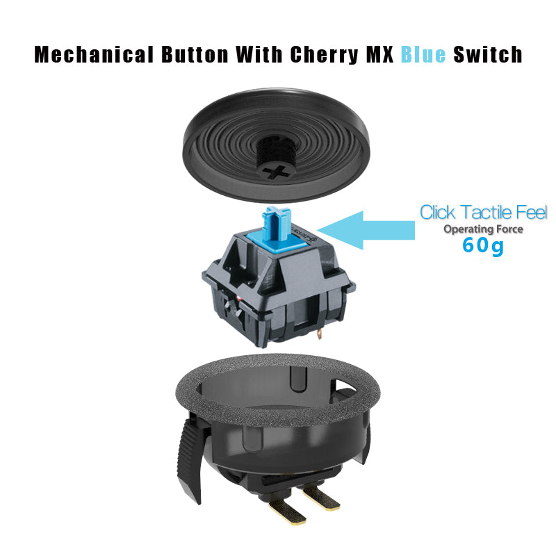 Arcade Black 24mm Mechanical Button Punk Workshop MechanicalPushButton Customs Kailh Box Silent Switches Cherry MX Switches Built