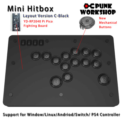 Punk Workshop Fighting Stick Controller Mini HitBox V3 SOCD Mechanical Button Support PC/Android PS5 PS4 Xbox WII Switch