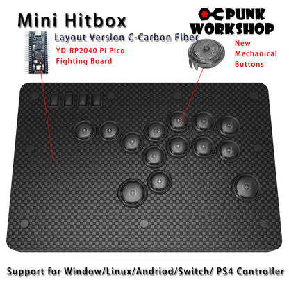 Punk Workshop Fighting Stick Controller Mini HitBox V3 SOCD Mechanical Button Support PC/Android PS5 PS4 Xbox WII Switch