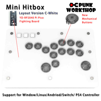 Punk Workshop Fighting Stick Controller Mini HitBox V3 SOCD Mechanical Button Support PC/Android PS5 PS4 Xbox WII Switch
