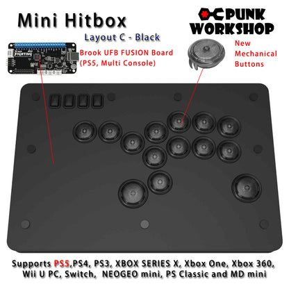 Punk Workshop Fighting Stick Controller Mini HitBox V3 SOCD Mechanical Button Support PC/Android PS5 PS4 Xbox WII Switch