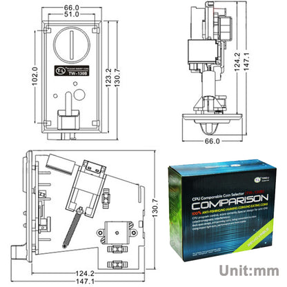 TW-130B Zinc Alloy plate Advanced CPU Coin Acceptor Front Entry Single Coin Selector for Arcade game Vending Machines