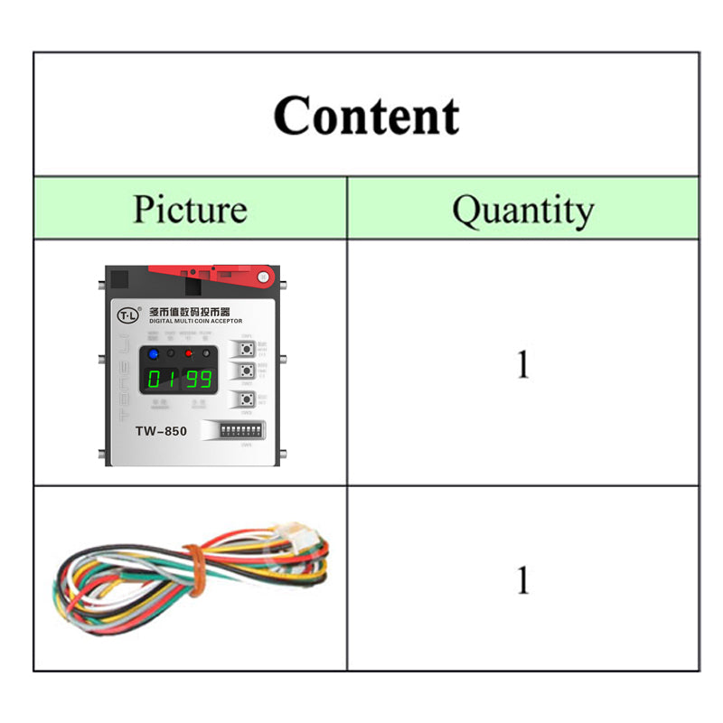 TW-850 Top Entry Multi Coin Selector Advanced CPU Coin accepter support 1-5 kindsof coins for Arcade Cabinets Vending Machines