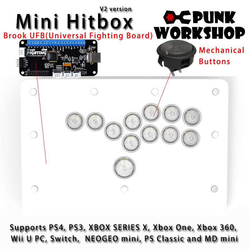 PunkWorkshop Fighting Stick Controller Mini HitBox Tokido Hitbox SOCD Mechanical Buttons Support PC/Android PS5 PS4 Xbox WII Switch