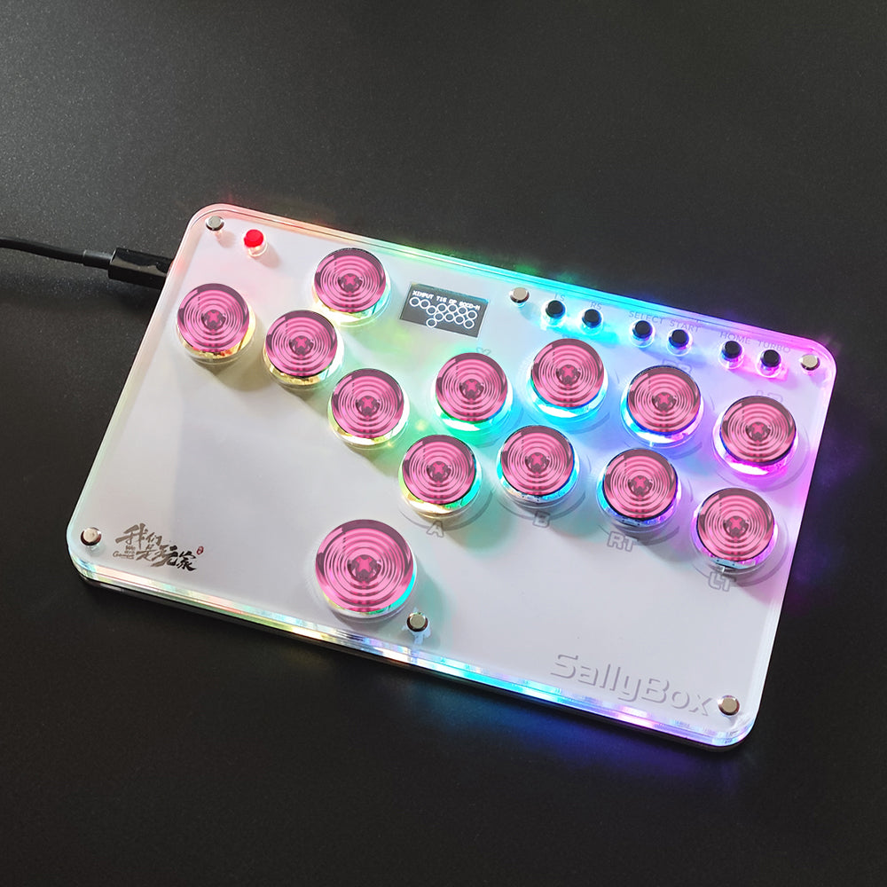 Mini HitBox SallyBox LED Light SOCD Fighting Stick Controller WASD Mixbox Mechanical Switches Support PC Xinput PS3 DInput Turbo