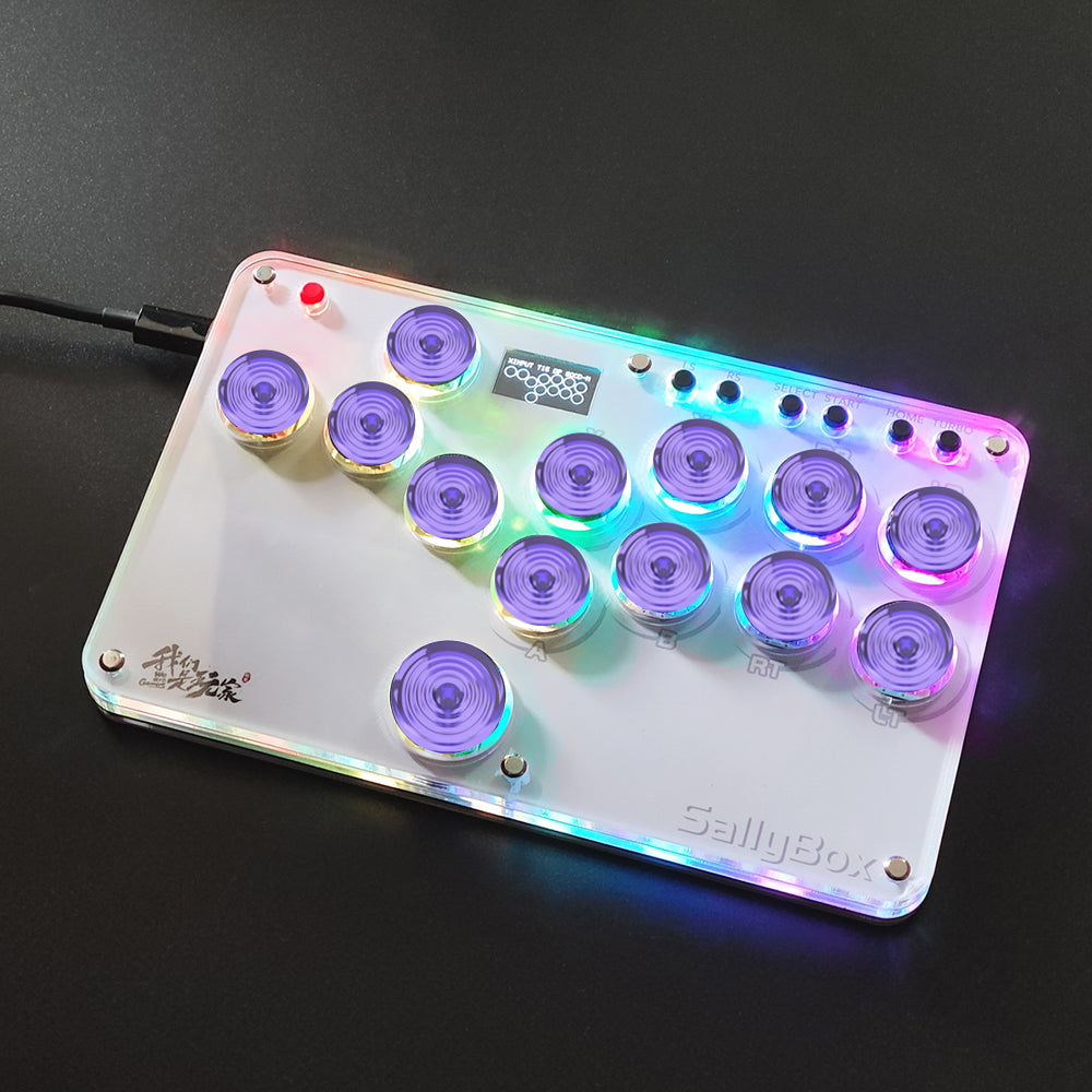 Mini HitBox SallyBox LED Light SOCD Fighting Stick Controller WASD Mixbox Mechanical Switches Support PC Xinput PS3 DInput Turbo